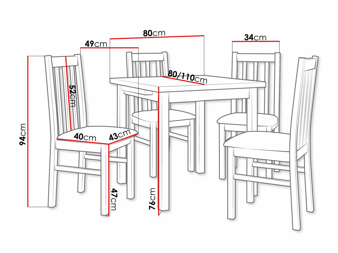 Spisestuesæt Victorville 263 (Sonoma eg)