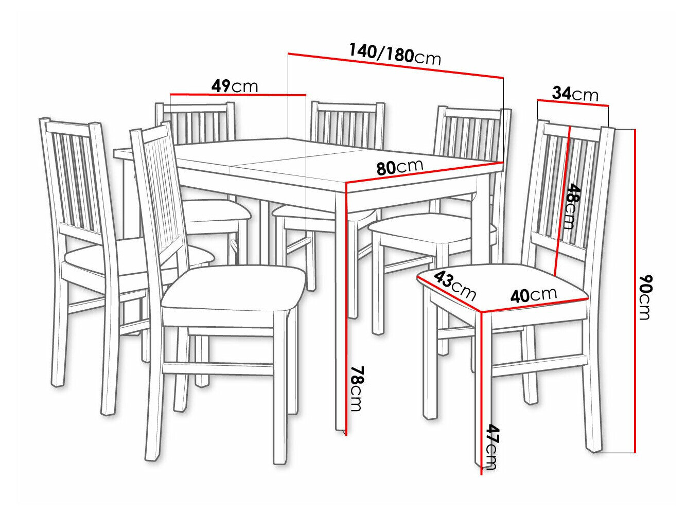 Spisestuesæt Victorville 264 (Sonoma eg)