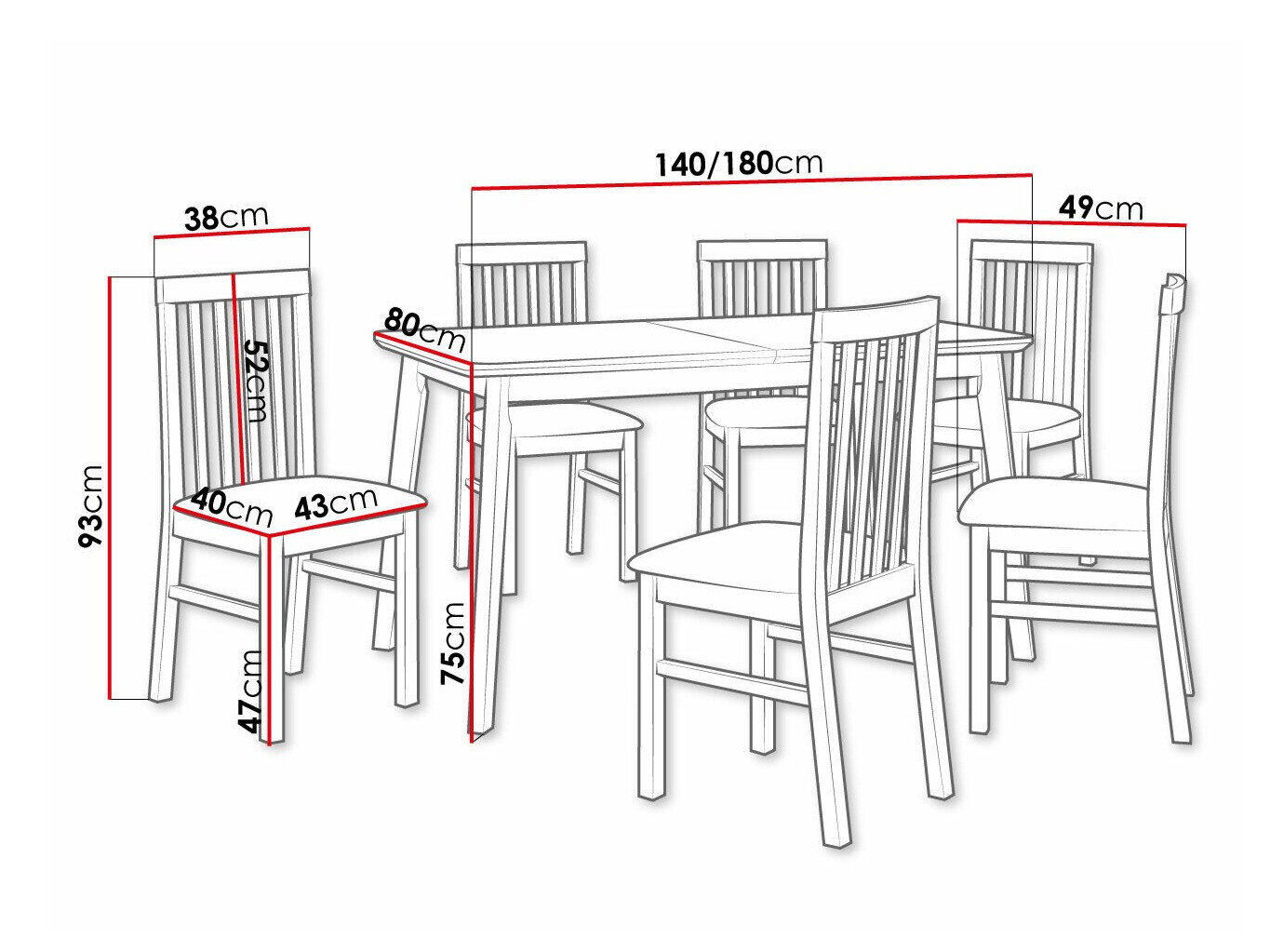 Spisestuesæt Victorville 267 (Hvid)