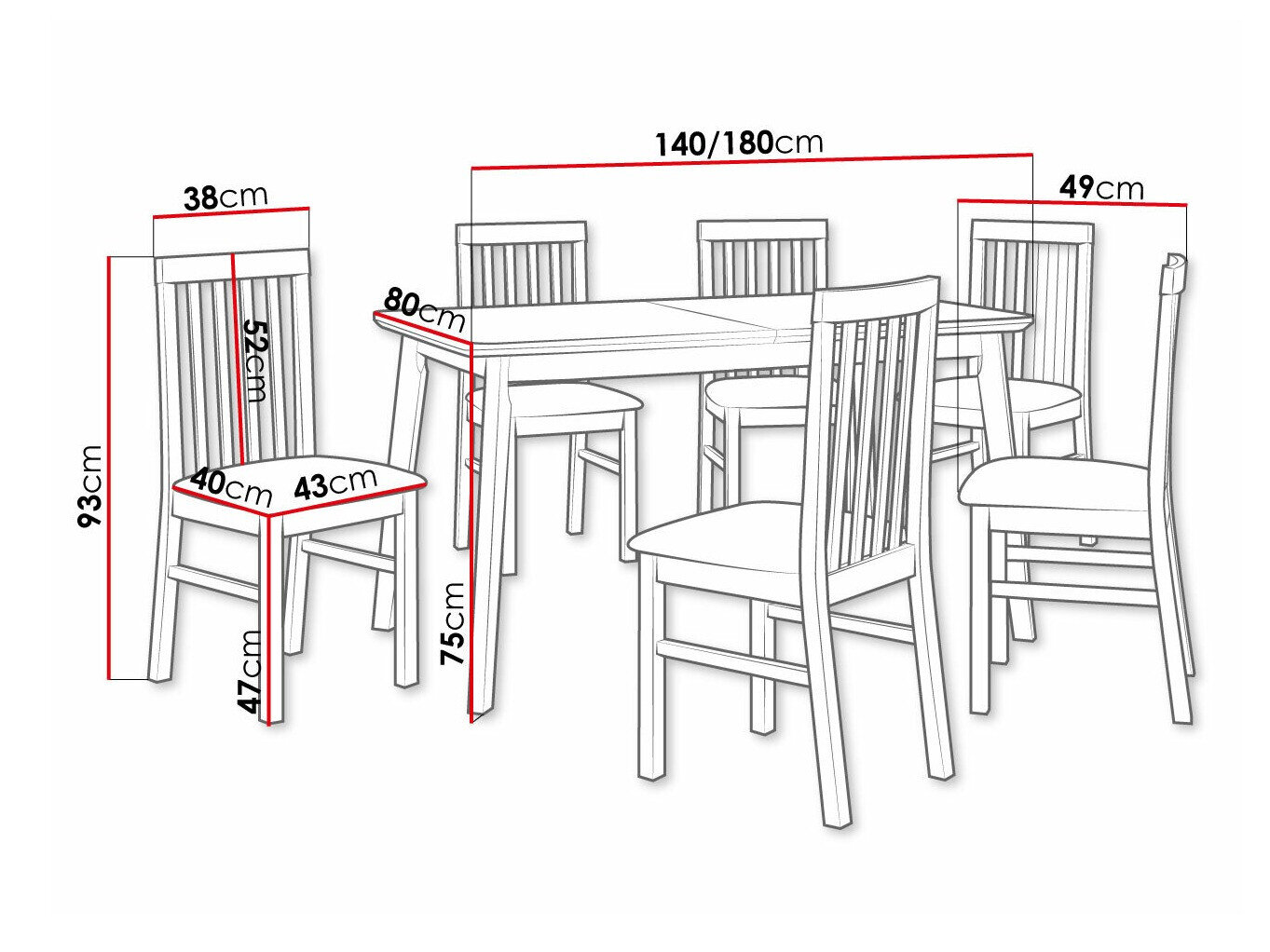 Spisestuesæt Victorville 267 (Hvid)