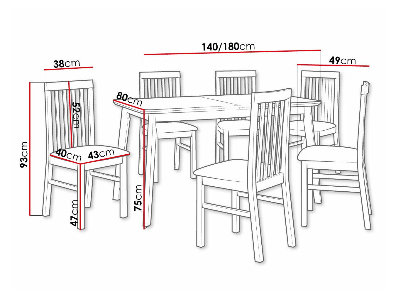 Spisestuesæt Victorville 267 (Hvid)