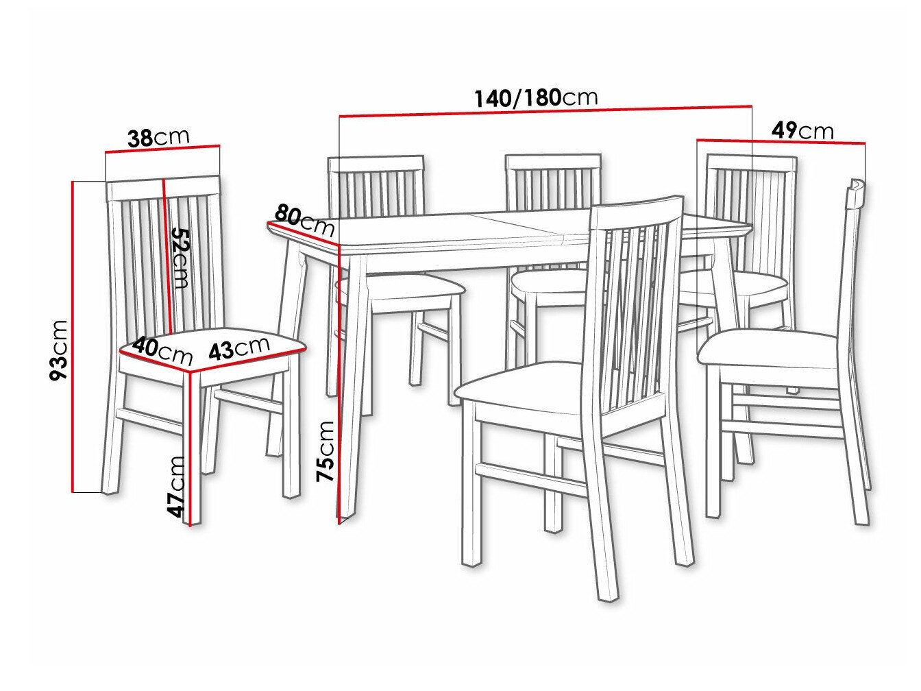 Spisestuesæt Victorville 267 (Hvid)
