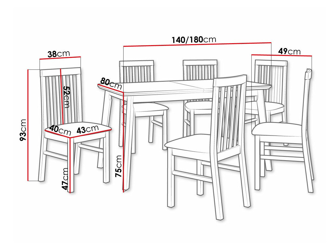 Spisestuesæt Victorville 267 (Hvid)