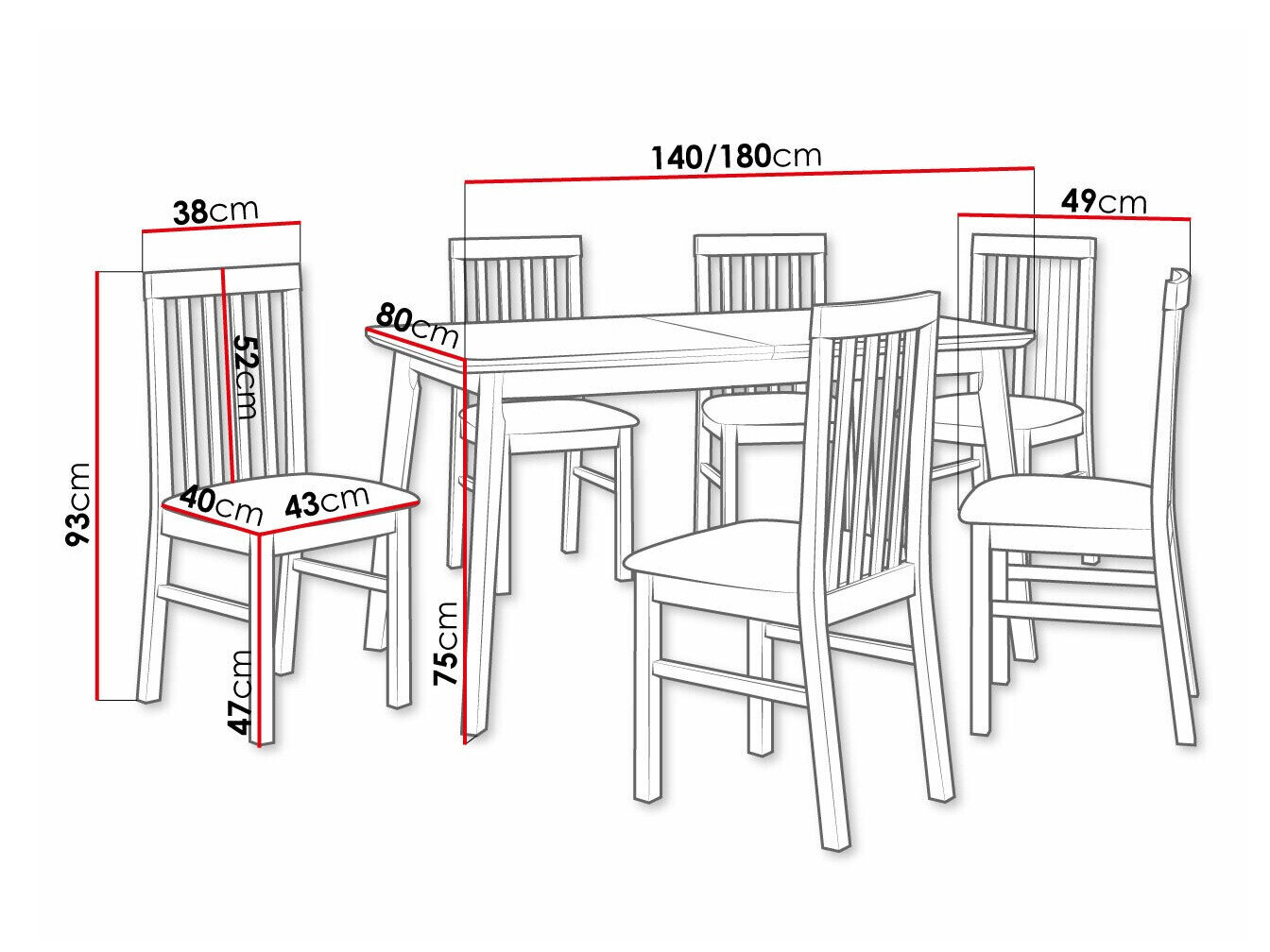 Spisestuesæt Victorville 267 (Hvid)