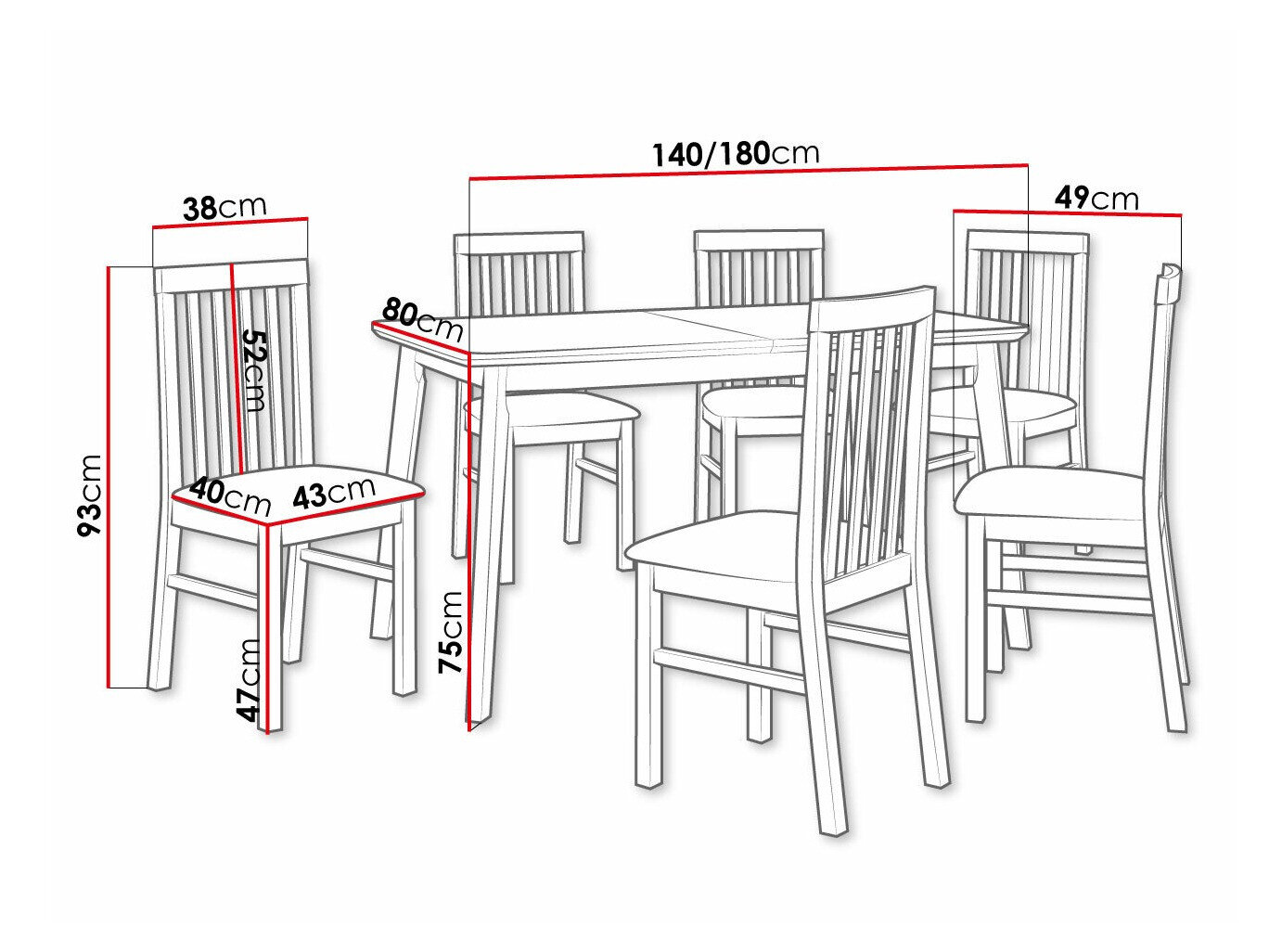 Spisestuesæt Victorville 267 (Sort)