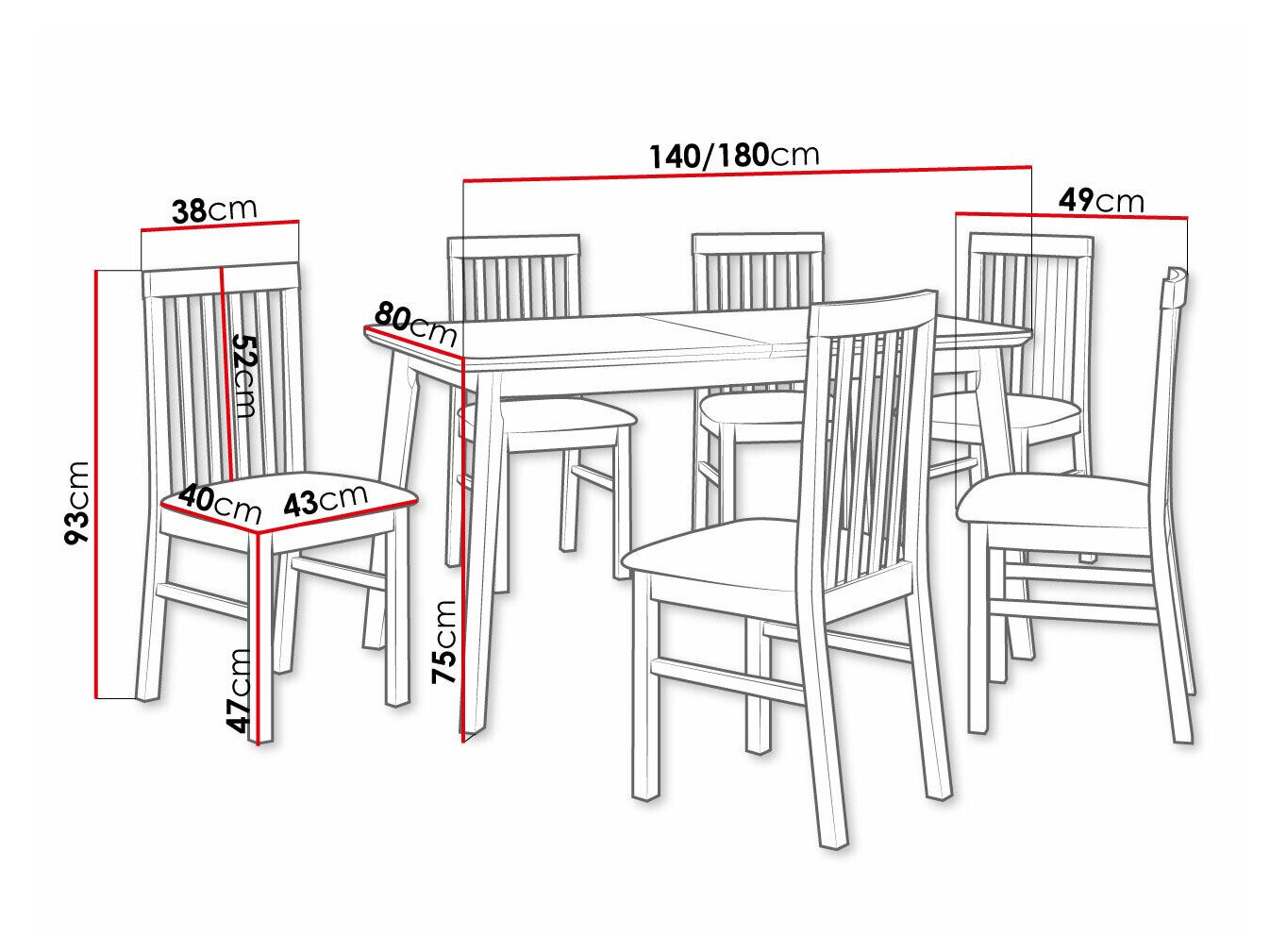 Spisestuesæt Victorville 267 (Sort)