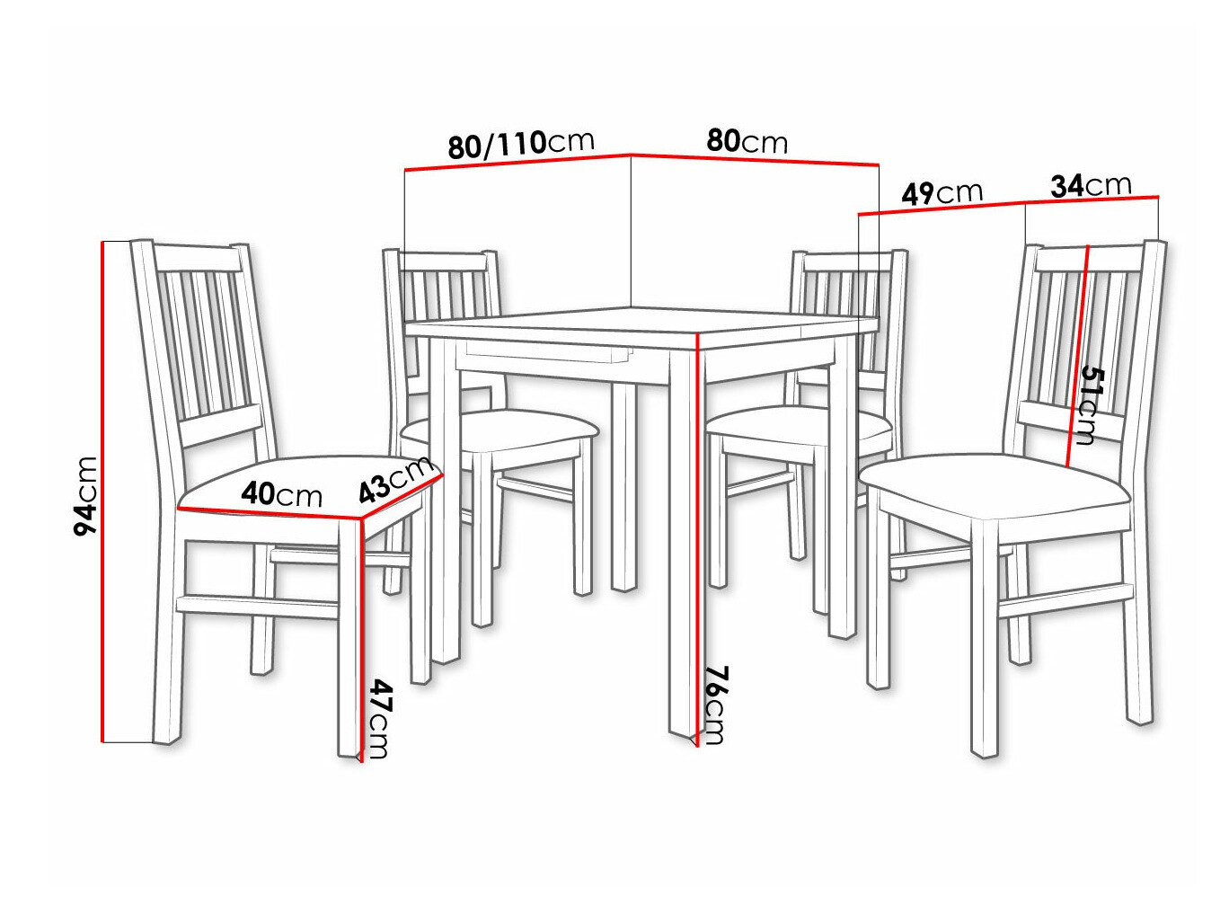 Spisestuesæt Victorville 275 (Hvid)