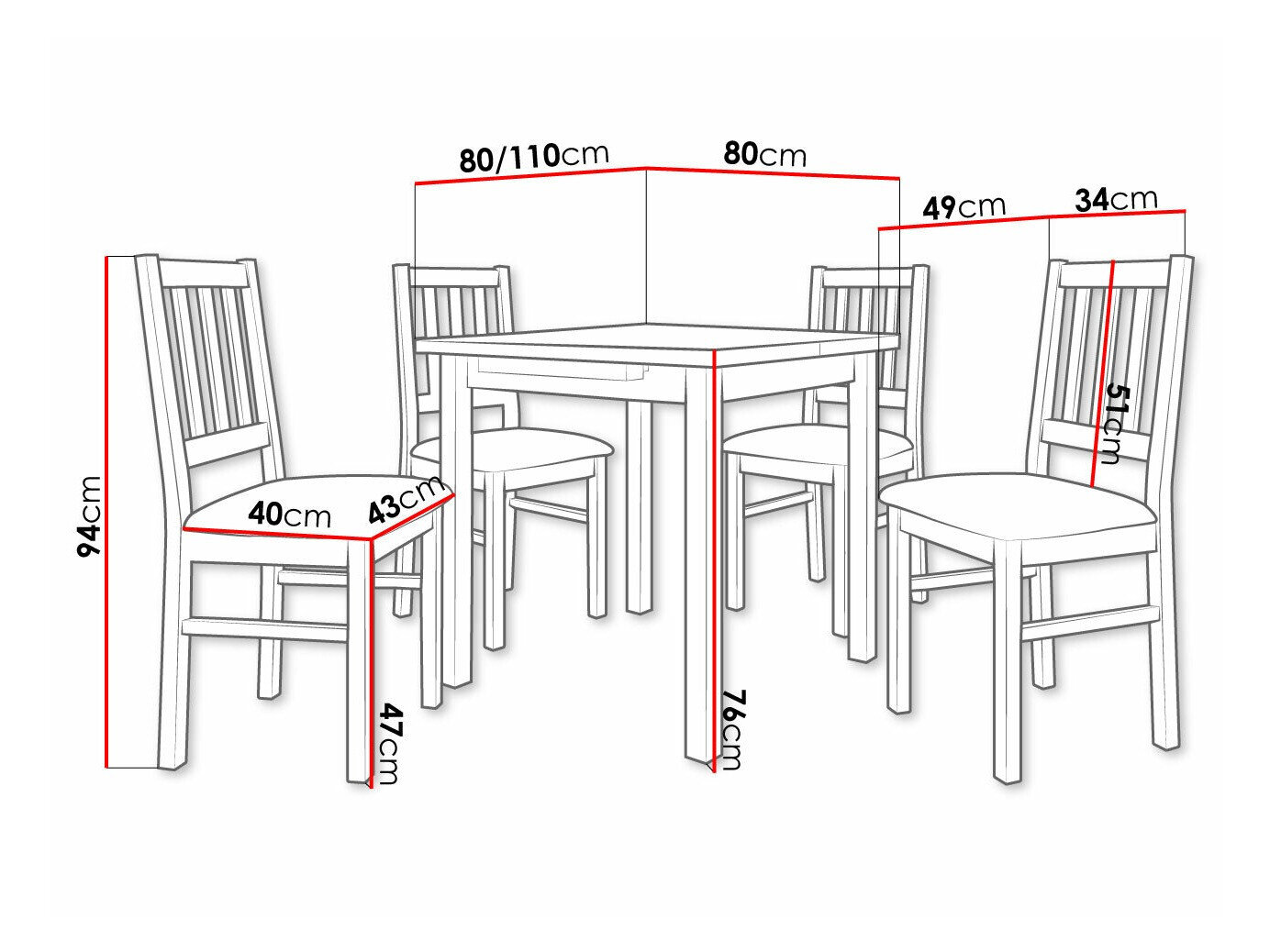 Spisestuesæt Victorville 275 (Hvid)