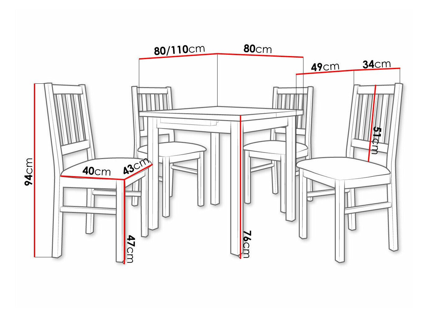 Spisestuesæt Victorville 275 (Nød)