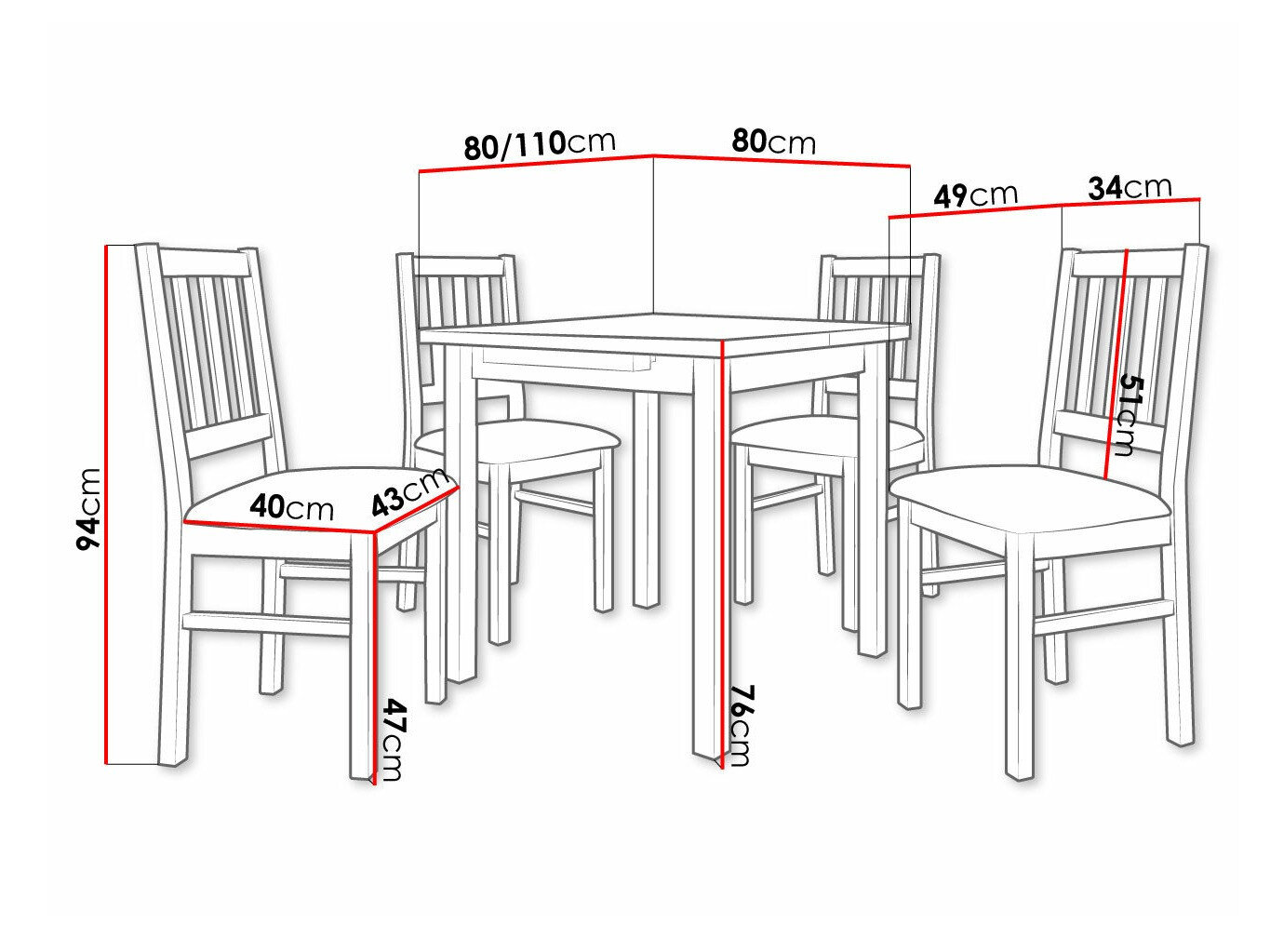 Spisestuesæt Victorville 275 (Nød)