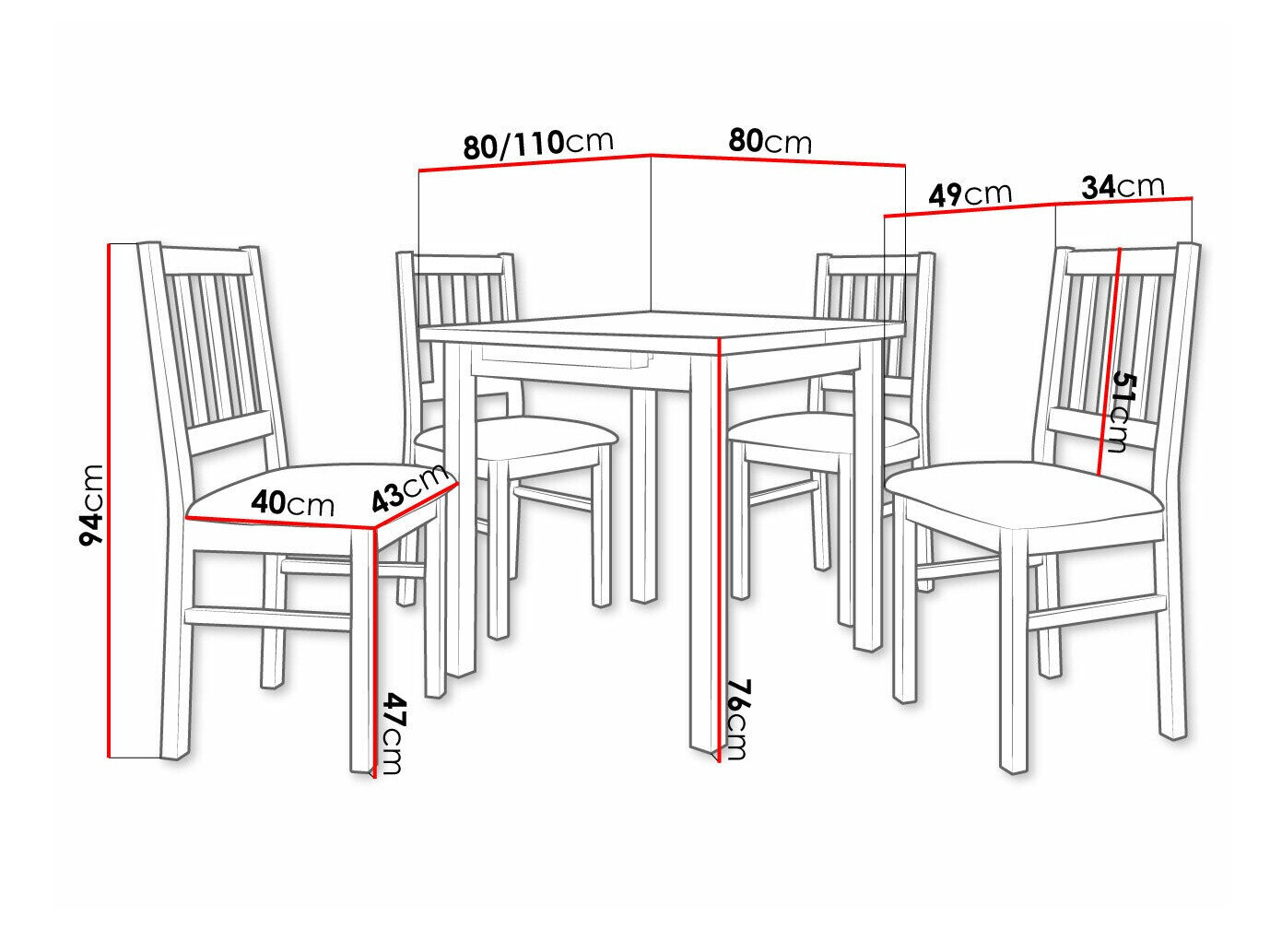 Spisestuesæt Victorville 275 (Sonoma eg)