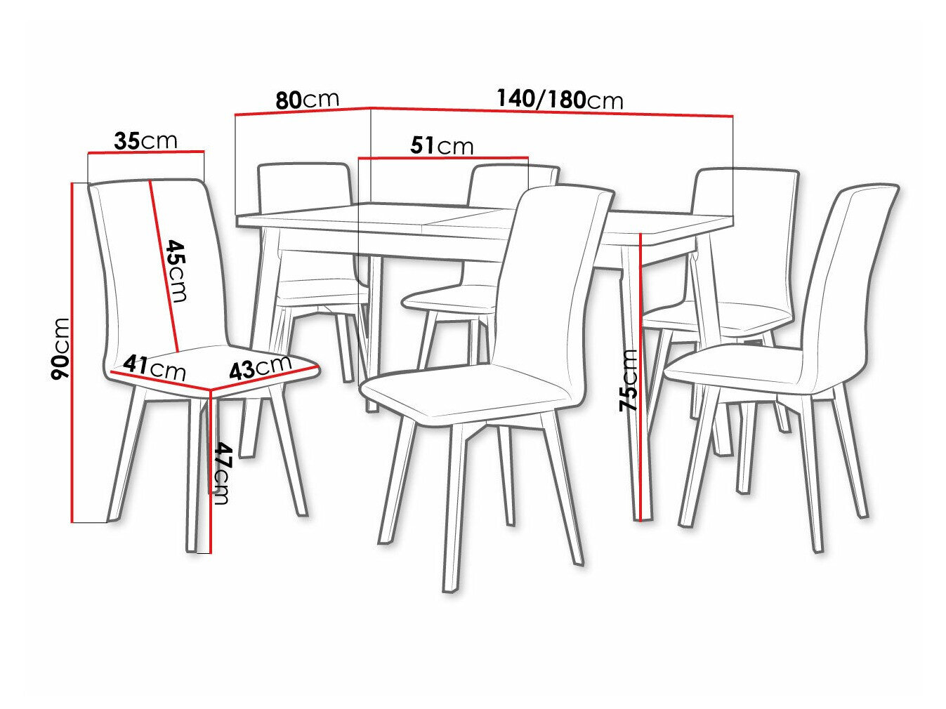 Spisestuesæt Victorville 292 (Hvid + Sort)