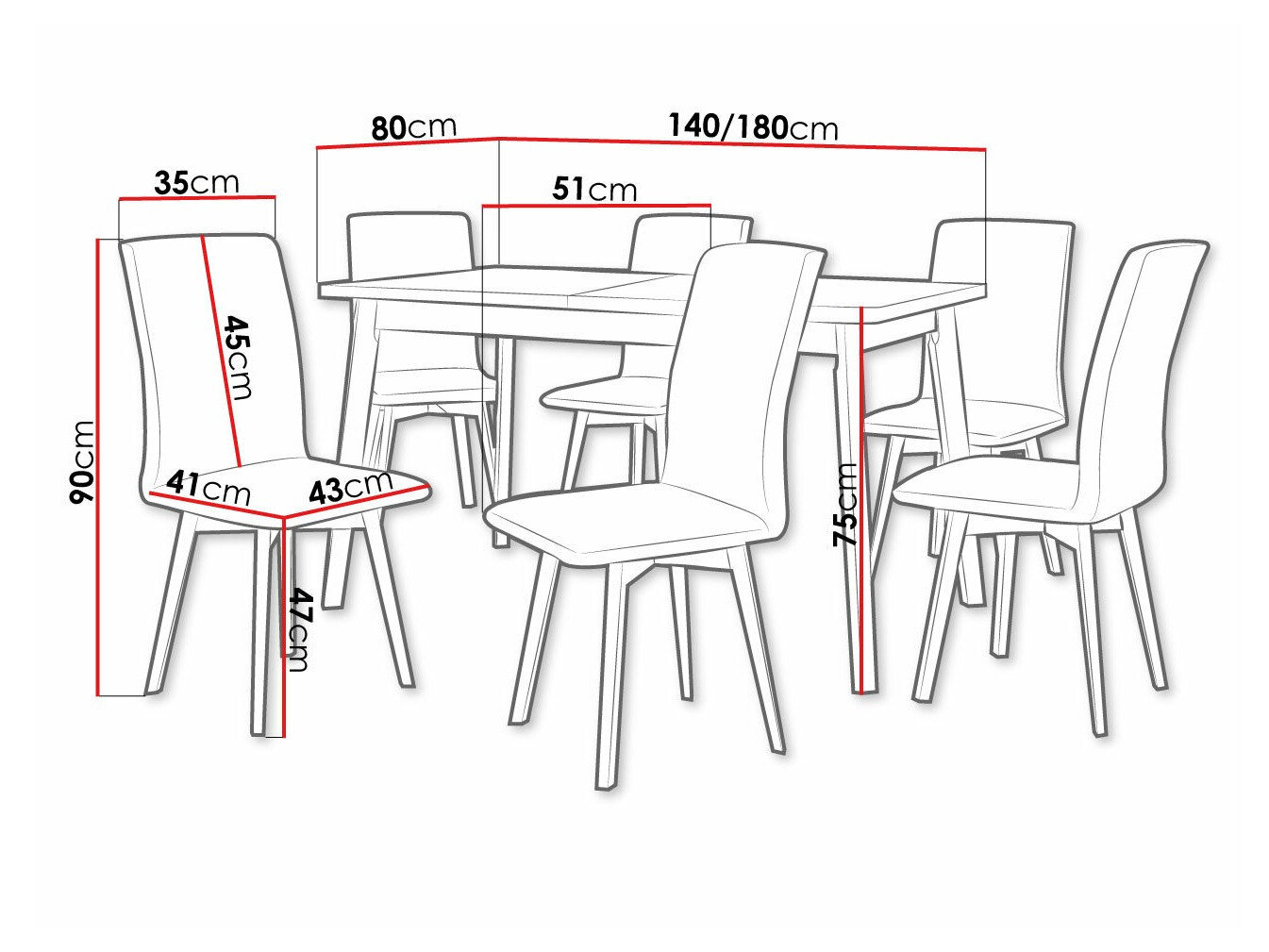 Spisestuesæt Victorville 292 (Hvid + Sort)