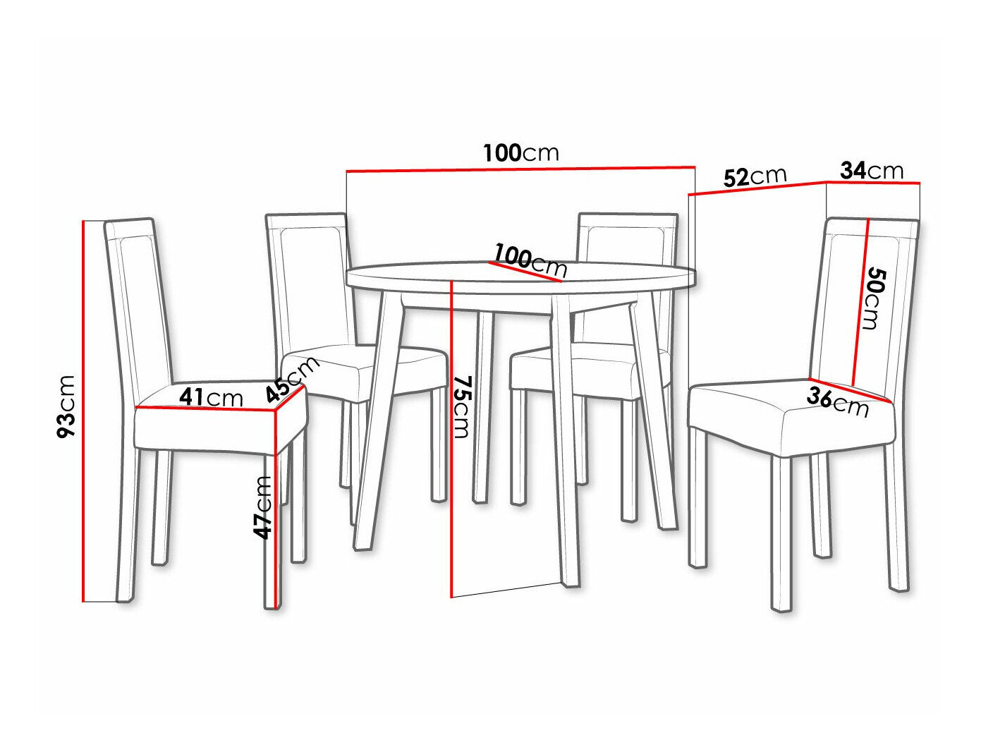 Spisestuesæt Victorville 304 (Sort)