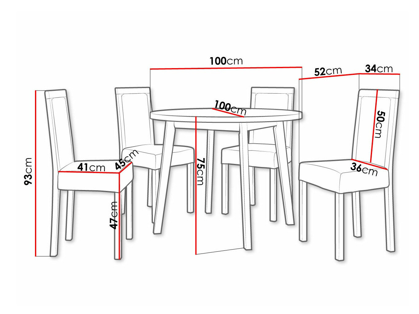Spisestuesæt Victorville 304 (Sort)