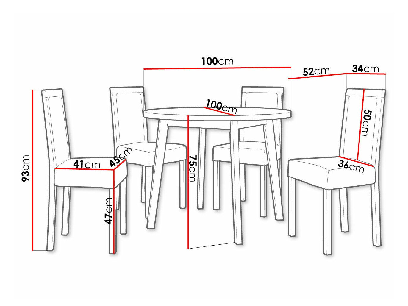 Spisestuesæt Victorville 304 (Sort)