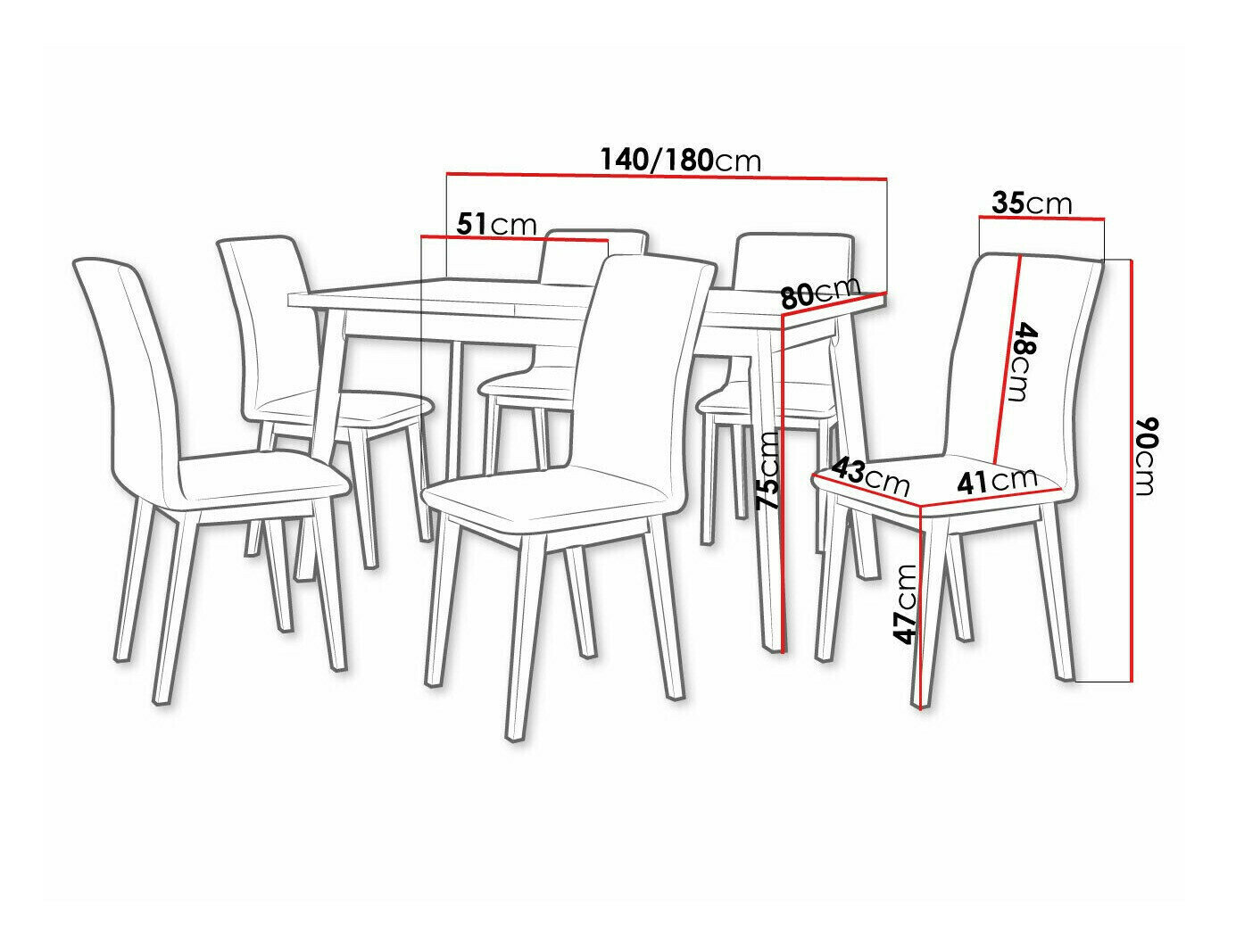 Spisestuesæt Victorville 322 (Sort)