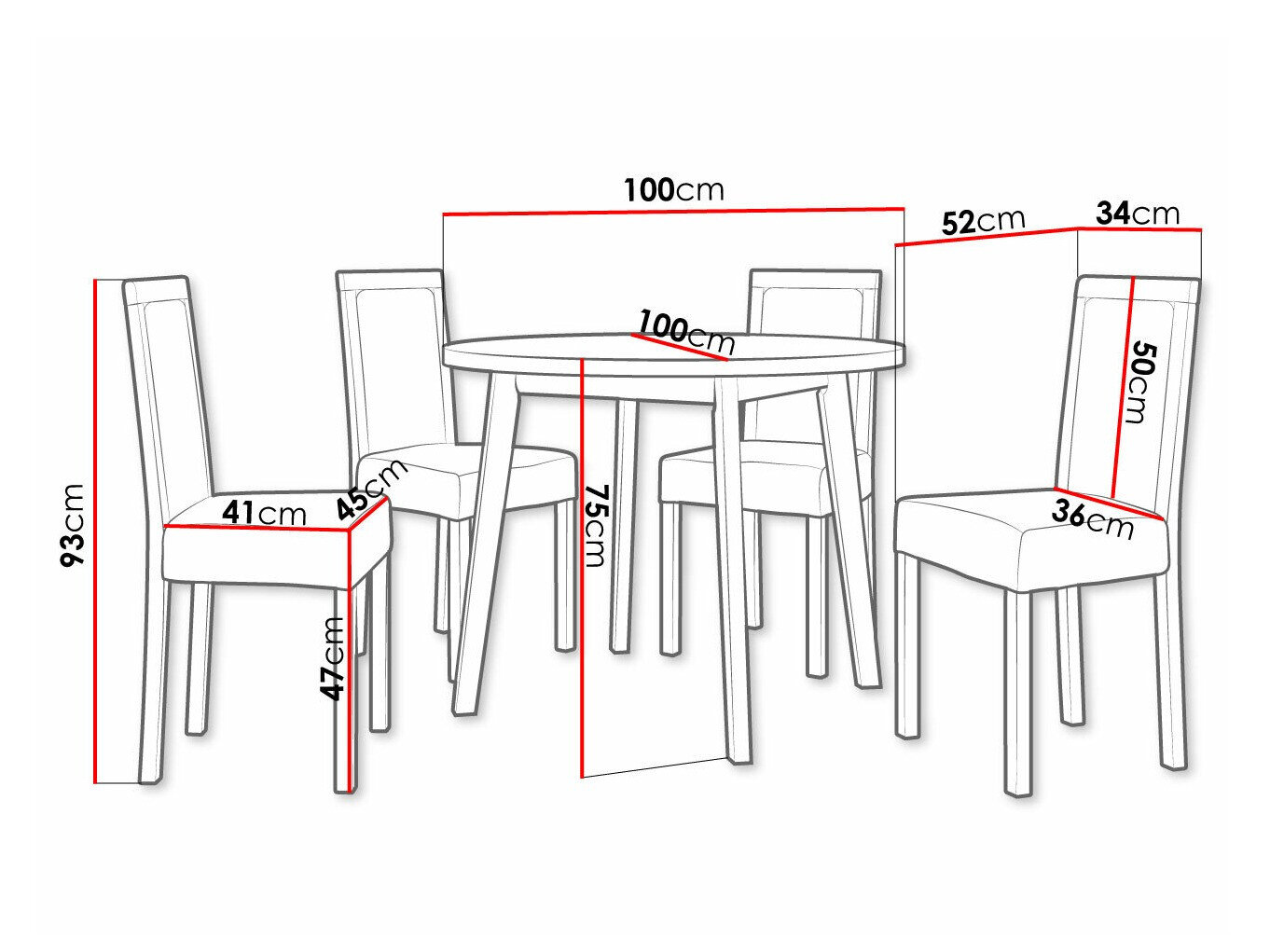 Spisestuesæt Victorville 306 (Sort)