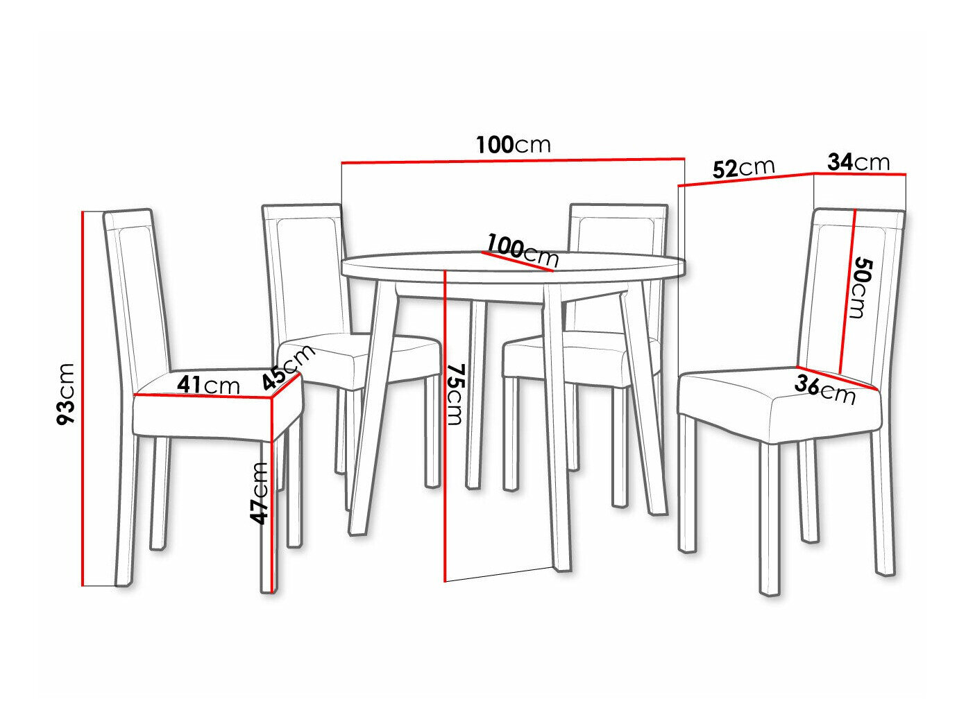 Spisestuesæt Victorville 306 (Sort)