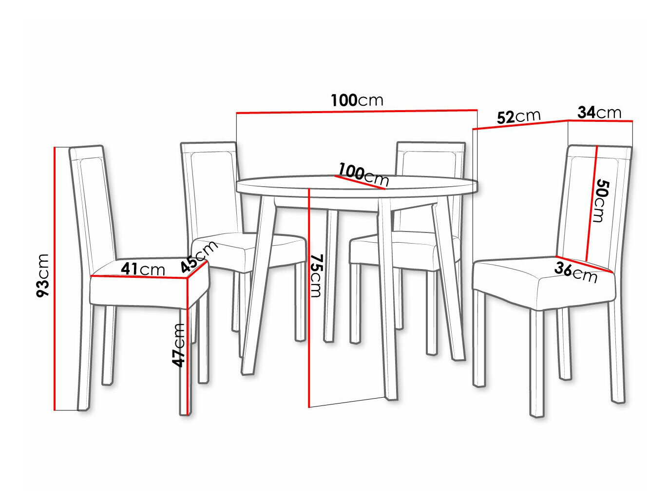 Spisestuesæt Victorville 306 (Sort)