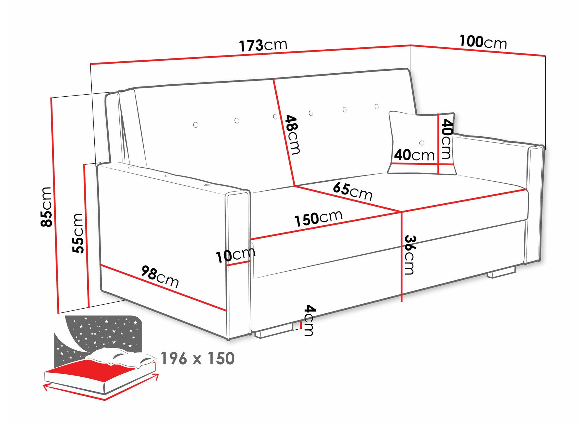 Sovesofa Caelrin IV (Coral 45)