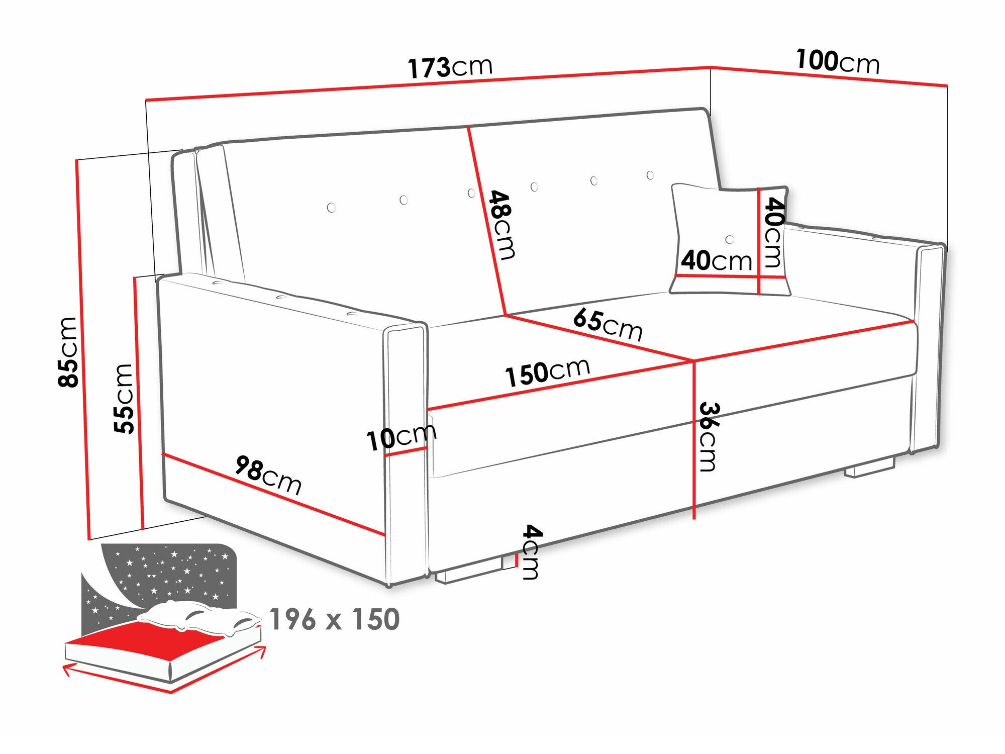 Sovesofa Caelrin IV (Coral 50)