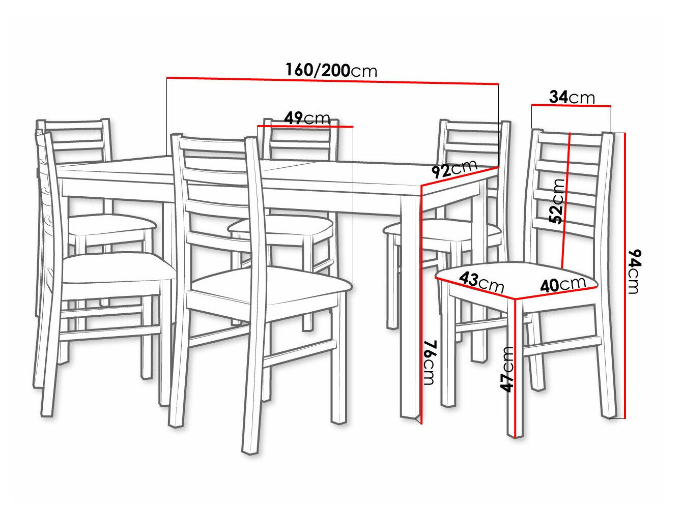 Spisestuesæt Victorville 307 (Hvid)
