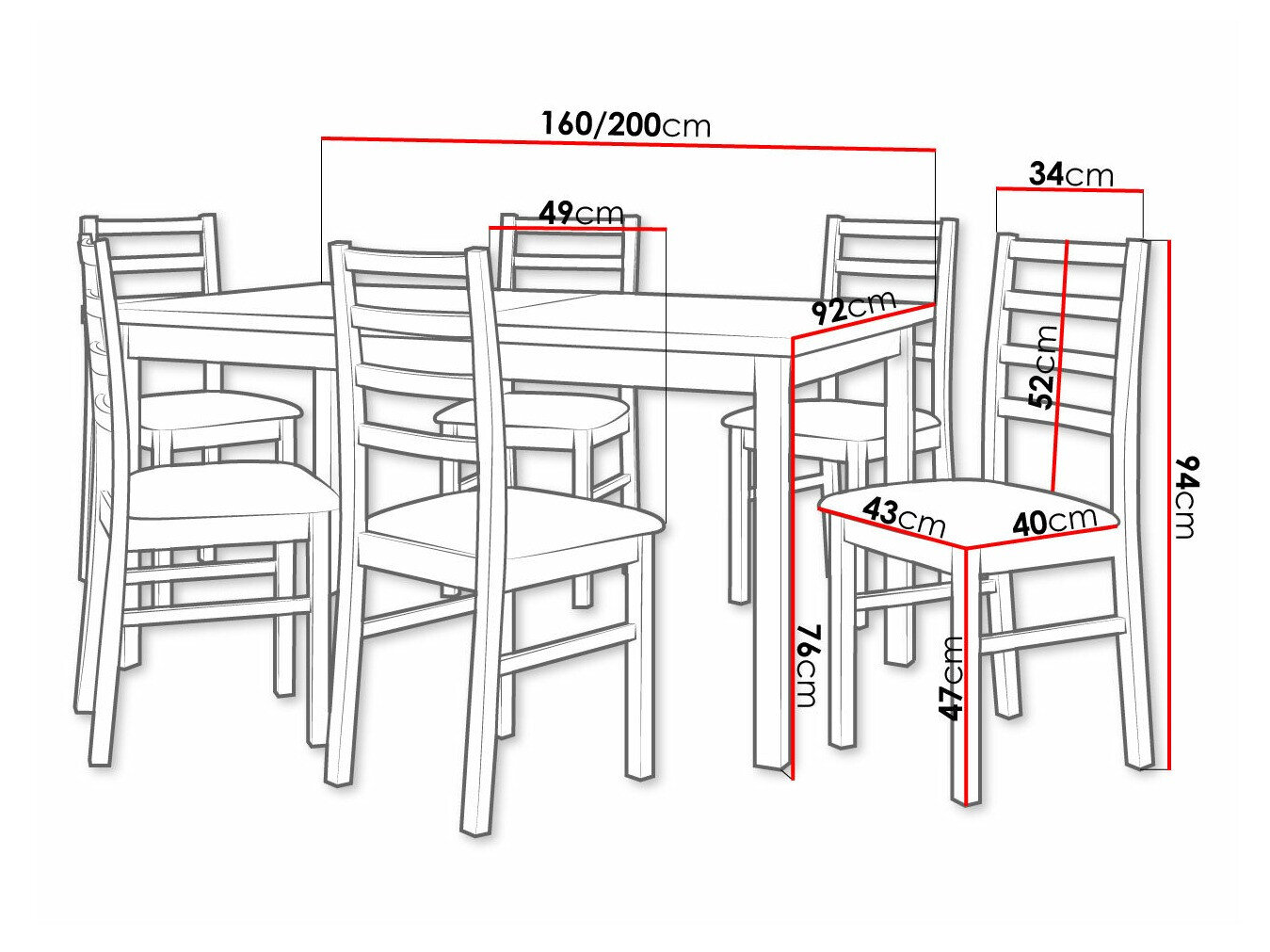 Spisestuesæt Victorville 307 (Hvid)