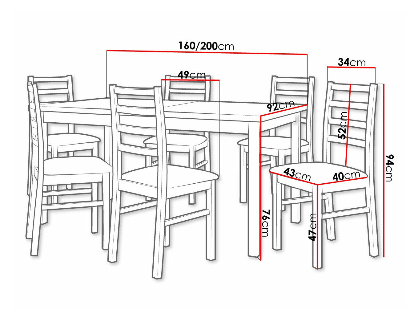 Spisestuesæt Victorville 307 (Nød)