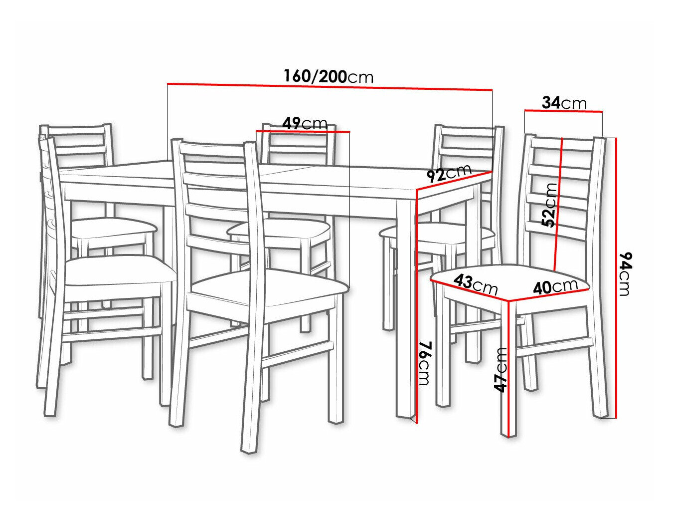 Spisestuesæt Victorville 307 (Nød)