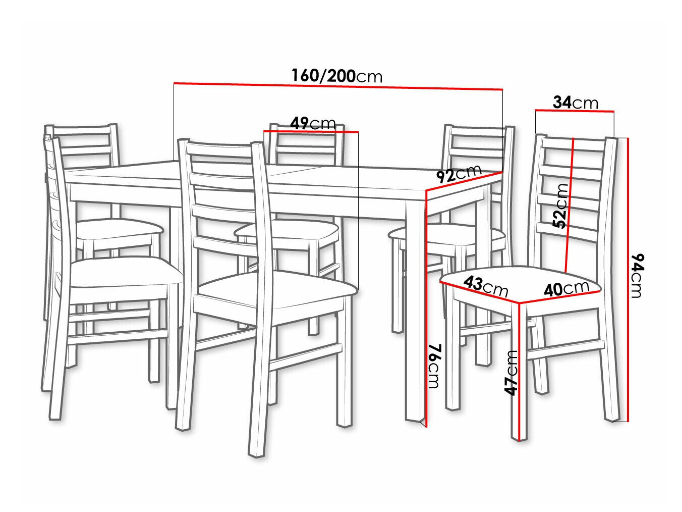 Spisestuesæt Victorville 307 (Nød)