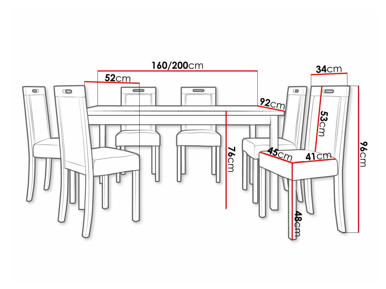 Spisestuesæt Victorville 308 (Nød)