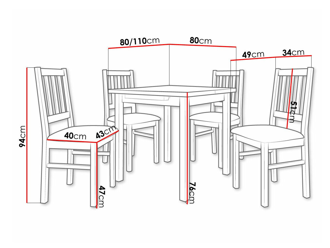 Spisestuesæt Victorville 314 (Hvid)