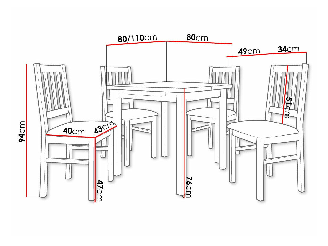 Spisestuesæt Victorville 314 (Hvid)