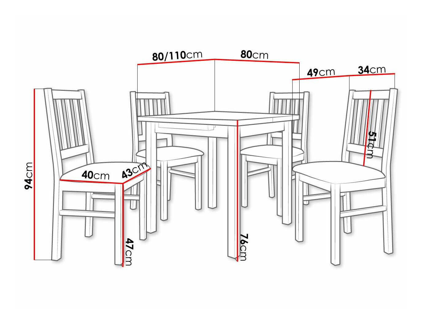 Spisestuesæt Victorville 314 (Nød)
