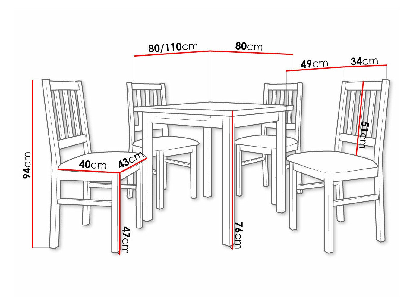 Spisestuesæt Victorville 314 (Sonoma eg)