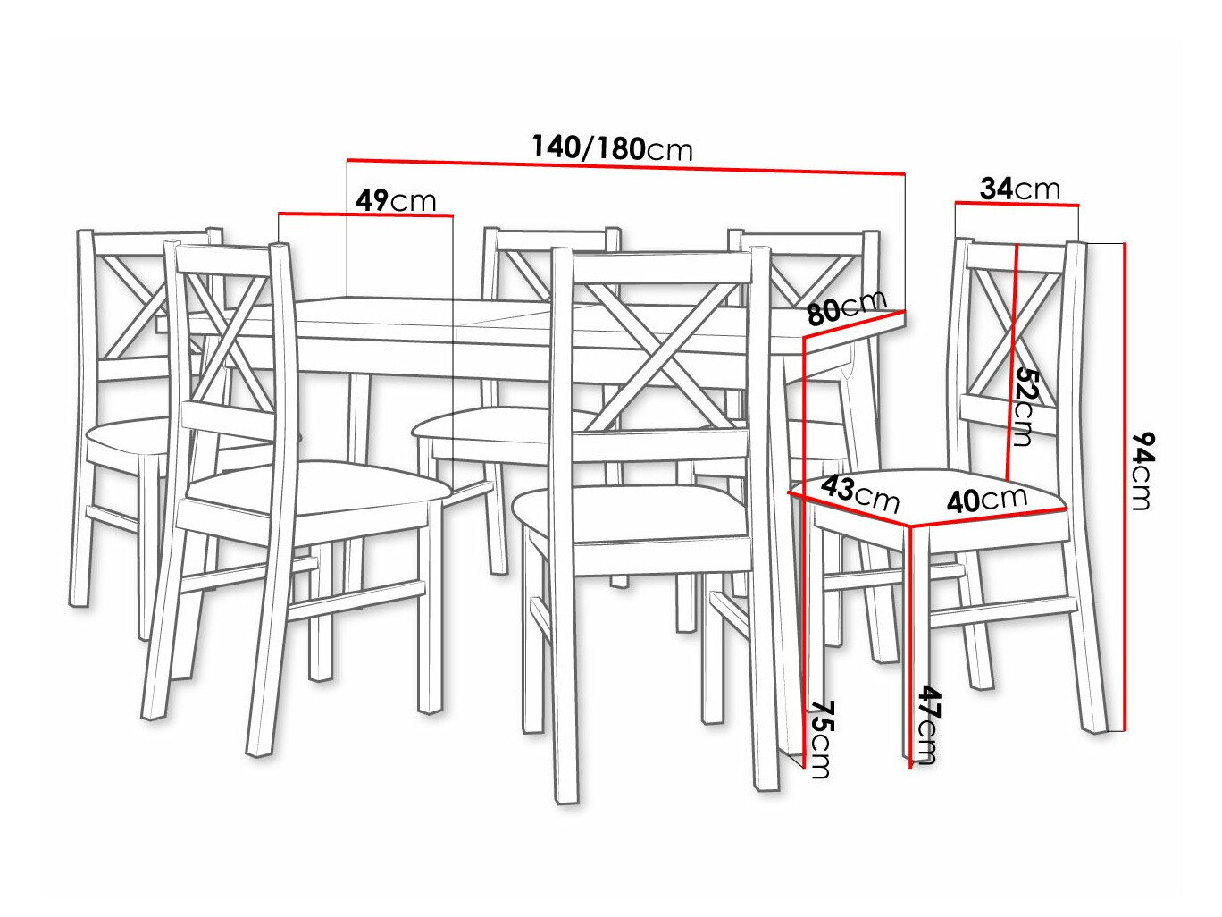 Spisestuesæt Victorville 316 (Hvid)