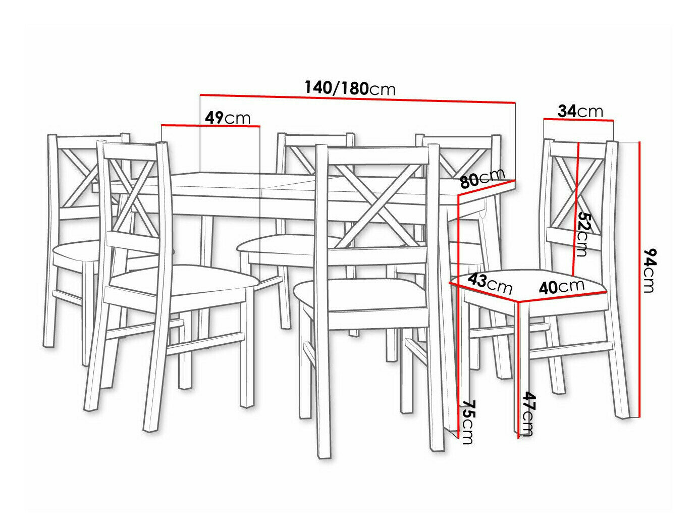 Spisestuesæt Victorville 317 (Hvid)
