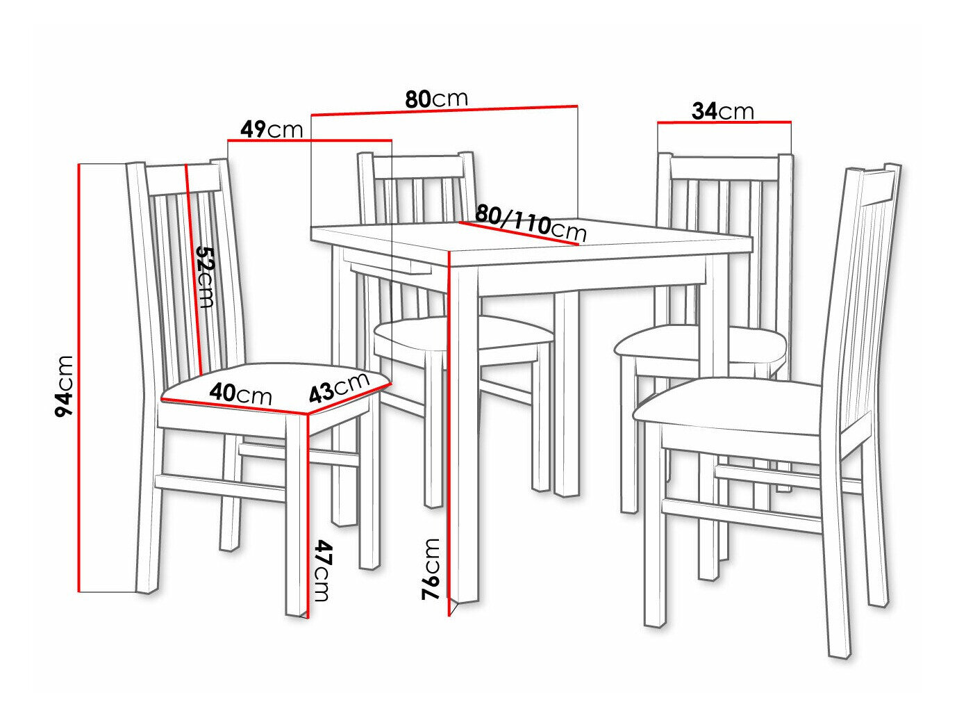 Spisestuesæt Victorville 319 (Hvid)