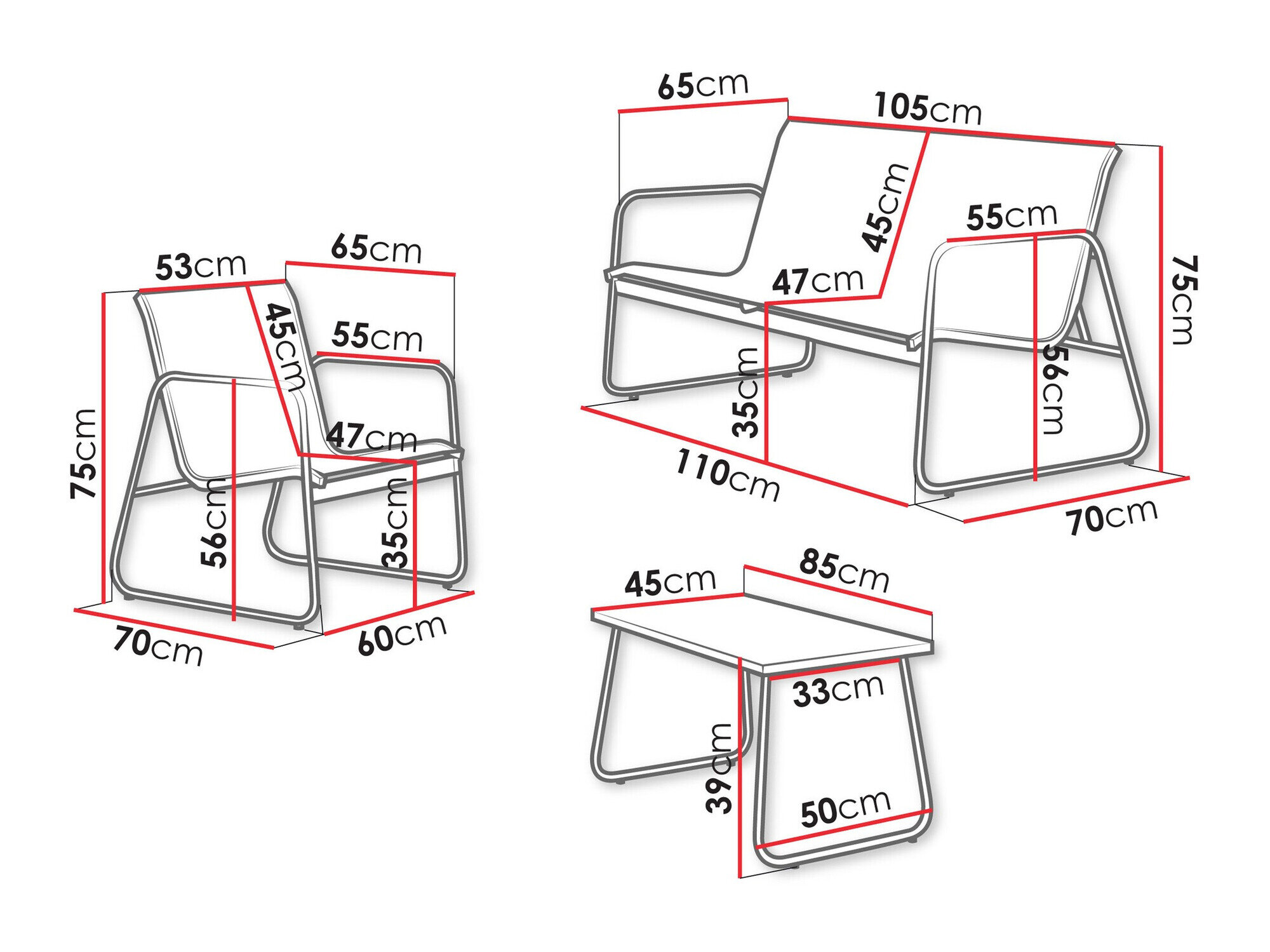 Udendørs møbelsæt Richardson 133 (Antracit)