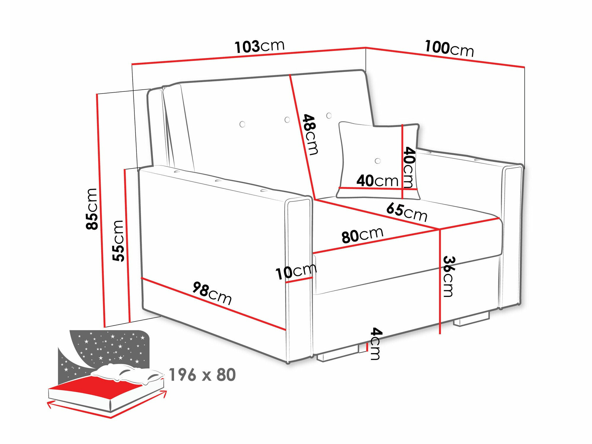 Lænestol Caelrin I (Coral 15)