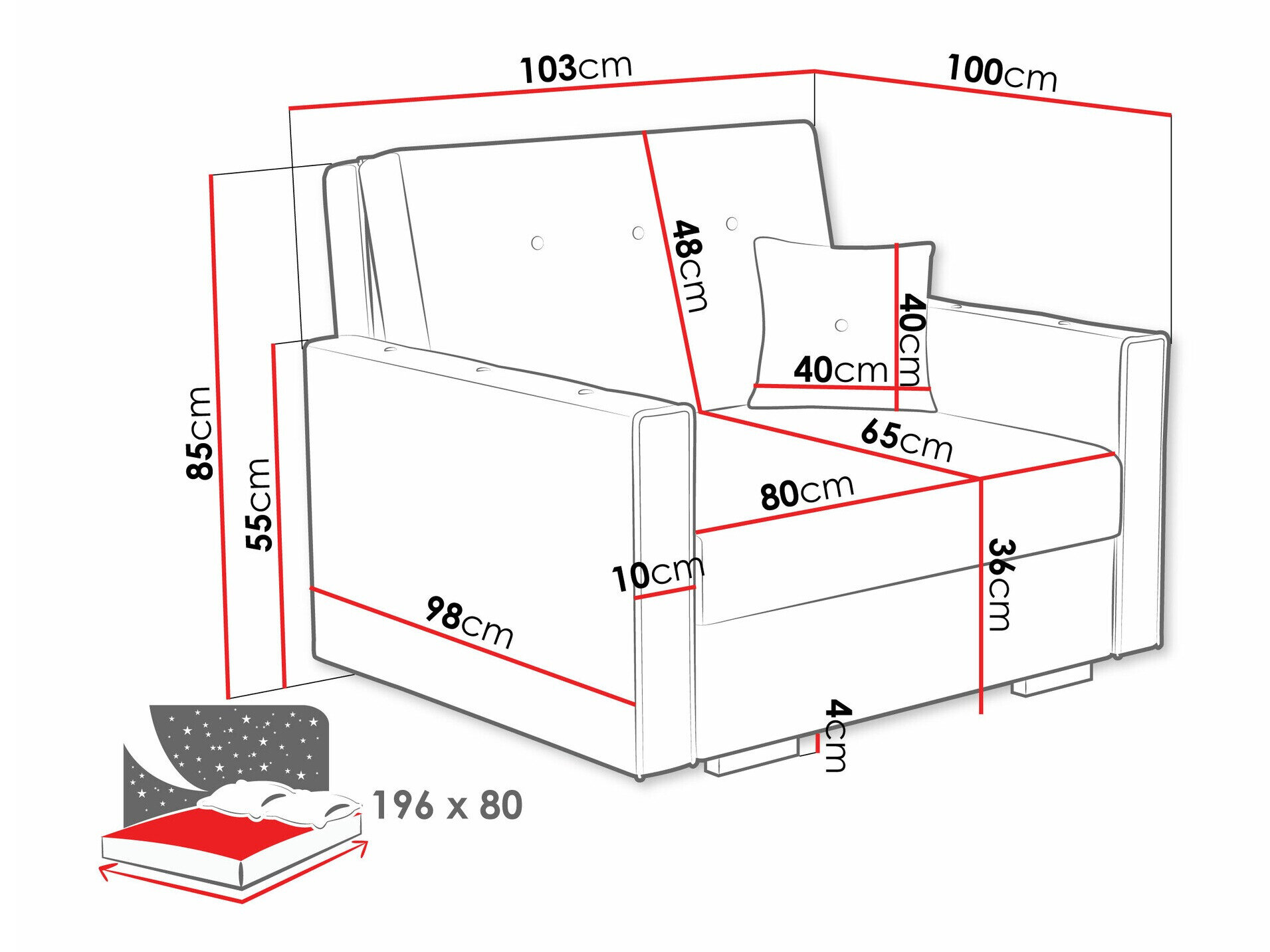 Lænestol Caelrin I (Coral 45)