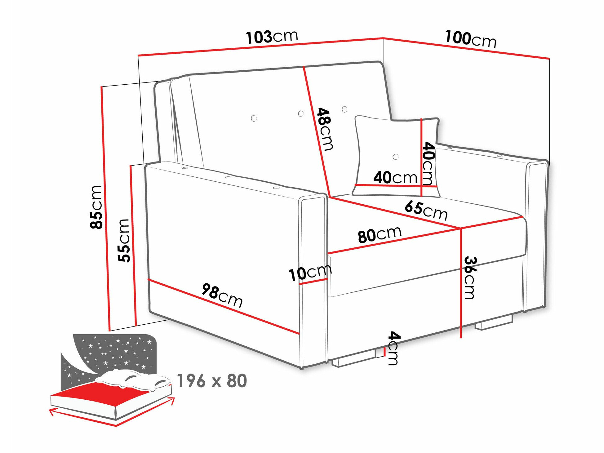 Lænestol Caelrin I (Coral 50)