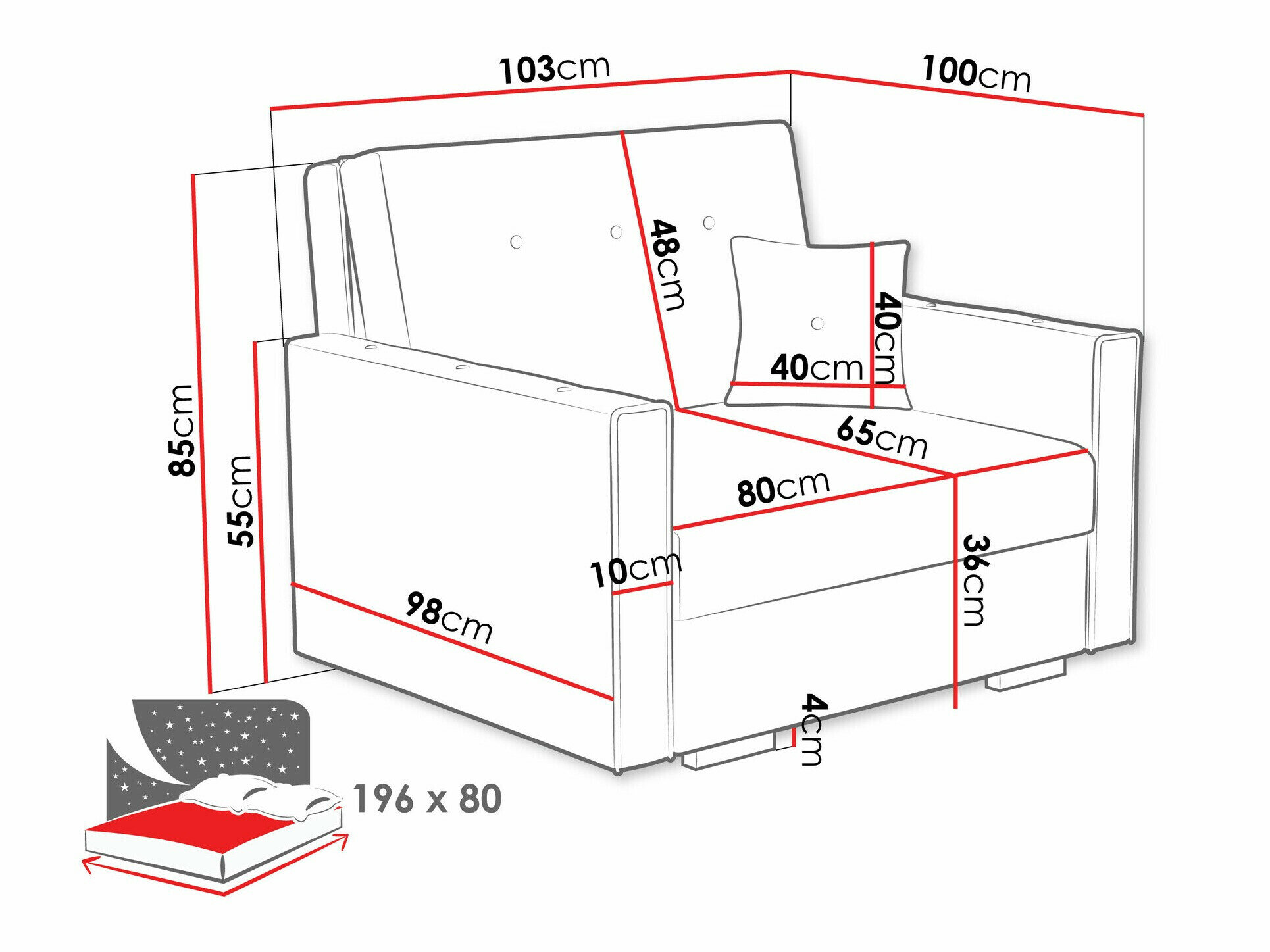 Lænestol Caelrin I (Coral 55)
