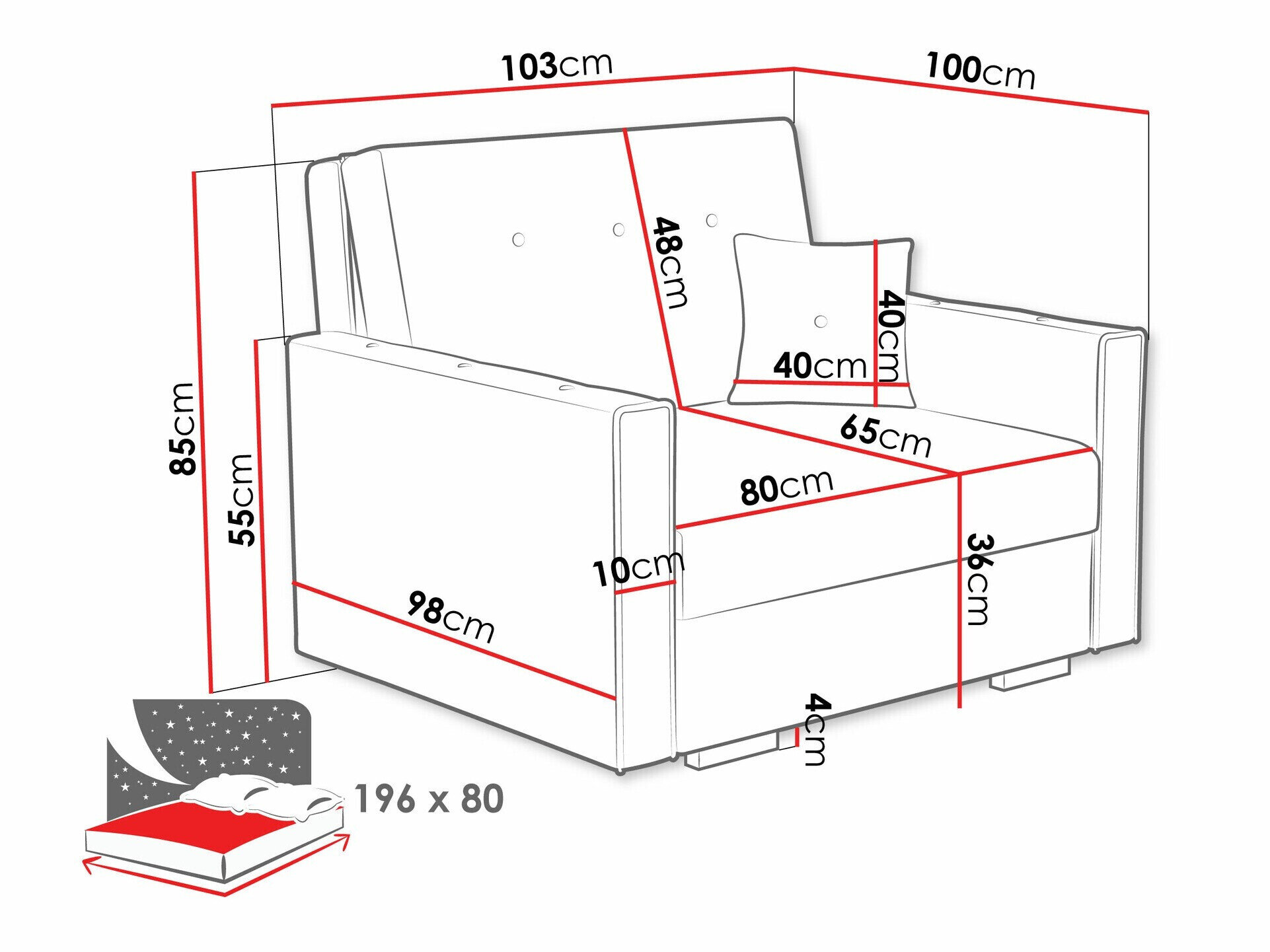 Lænestol Caelrin I (Coral 80)
