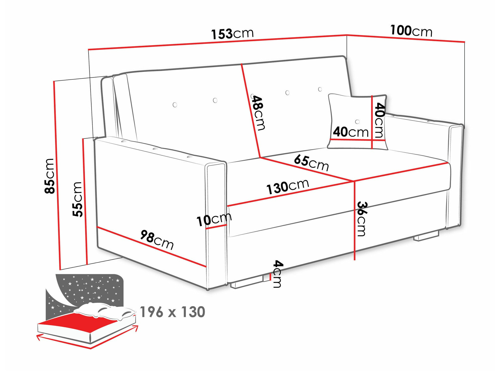 Sovesofa Caelrin III (Coral 15)