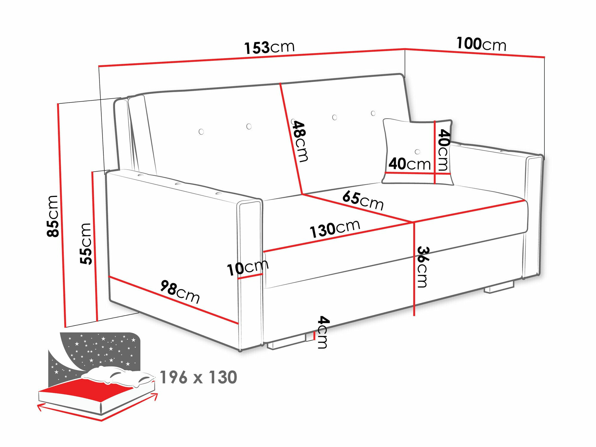 Sovesofa Caelrin III (Coral 45)