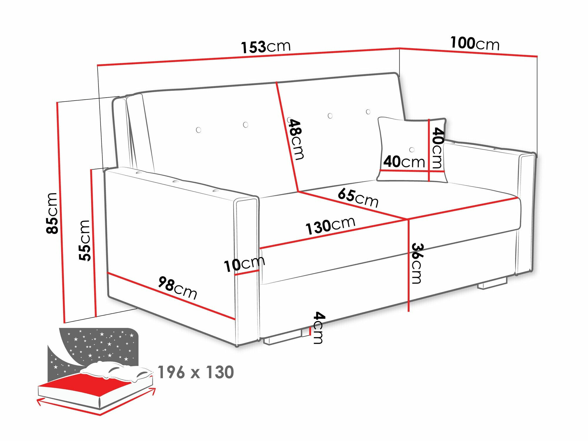 Sovesofa Columbus 234 (Coral 75)