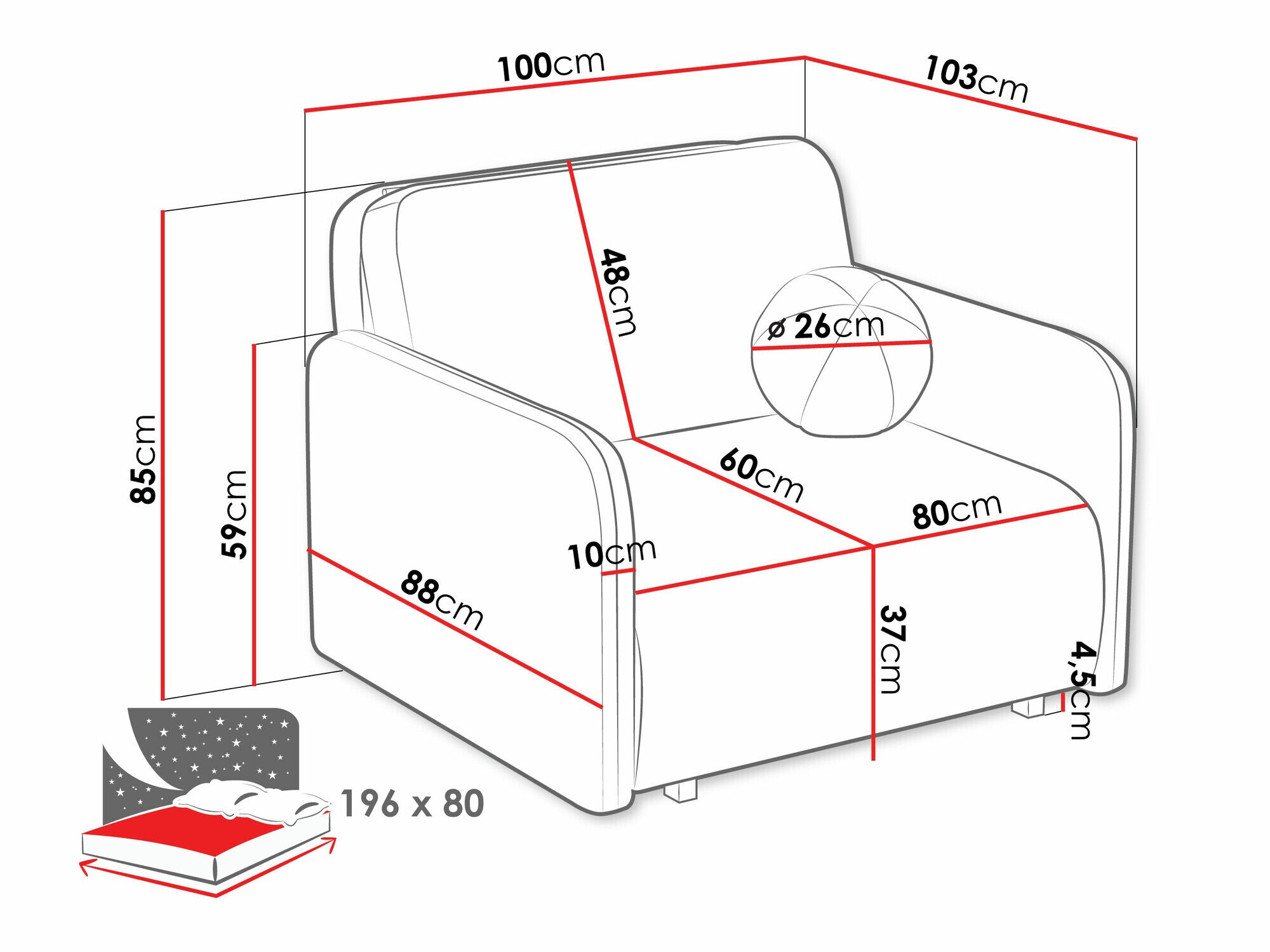 Lænestol Poetal I (Coral 45)