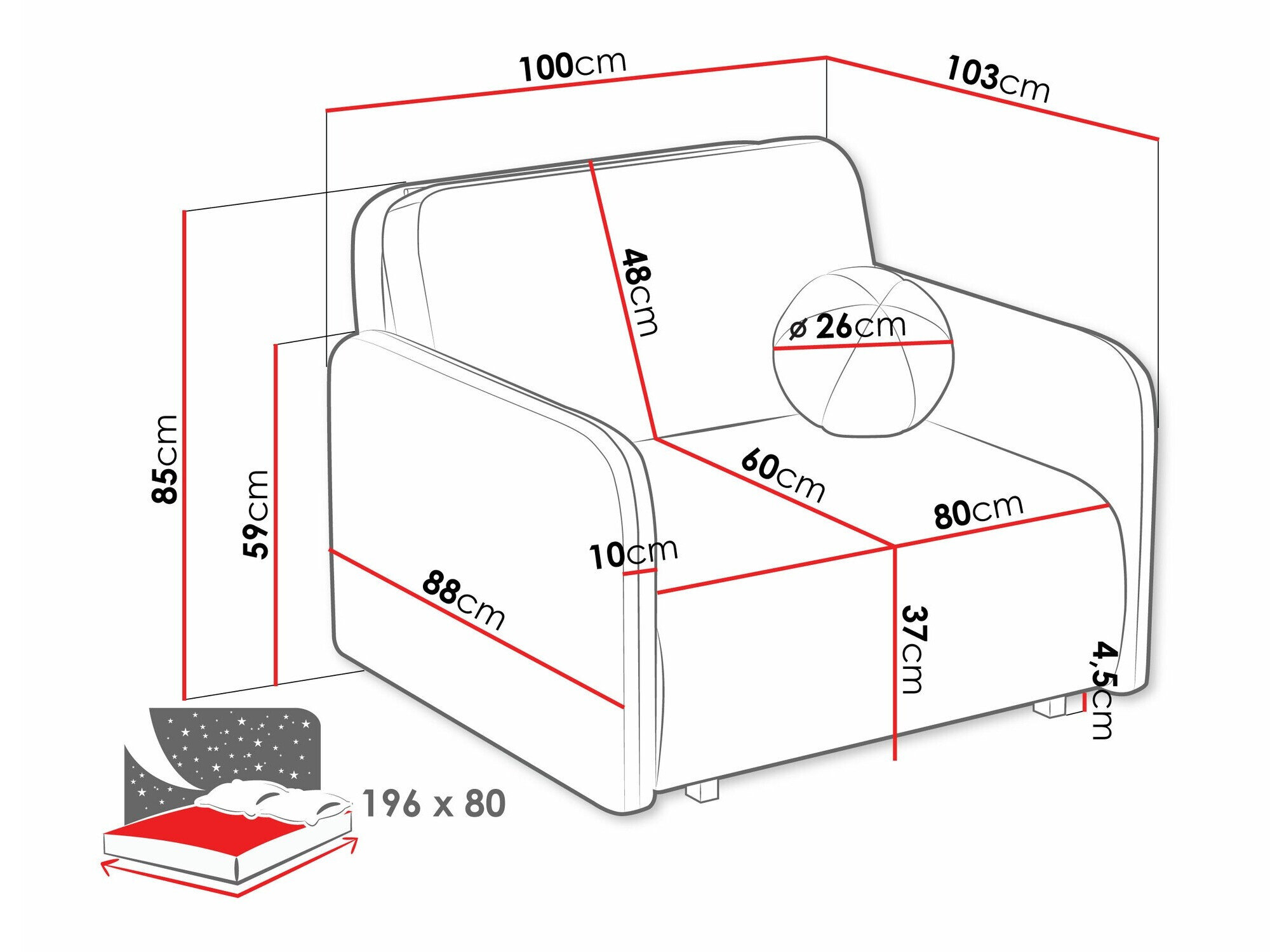 Lænestol Poetal I (Coral 50)
